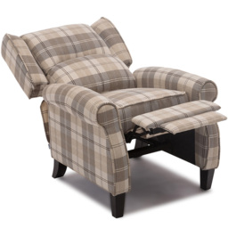 Furniture Online Eaton Beige Wing Back Checkered Recliner Chair - Size: 102 x 79.5 x 88cm - Wilko - thumbnail 7