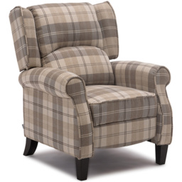 Furniture Online Eaton Beige Wing Back Checkered Recliner Chair - Size: 102 x 79.5 x 88cm - Wilko - thumbnail 3