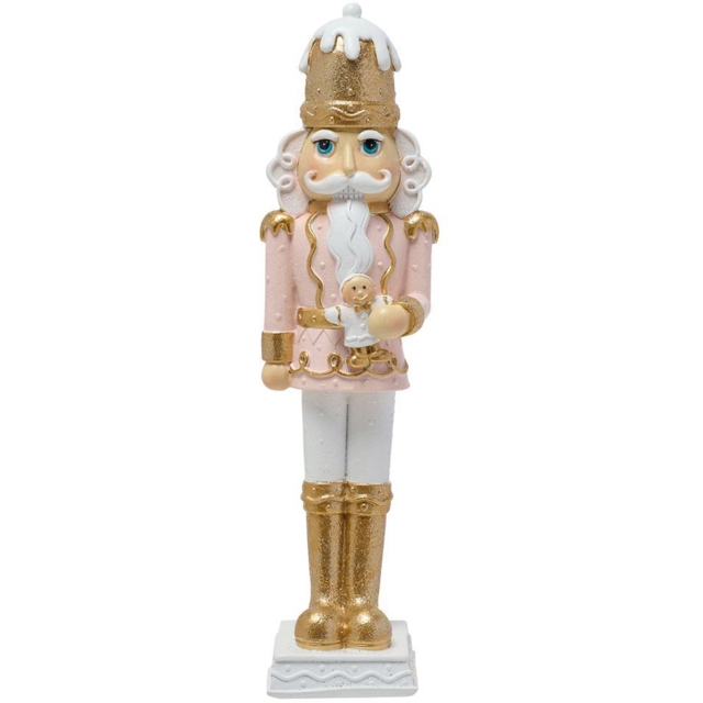 The Seasonal Gift Co. Pink and Gold Nutcracker Decoration 23cm - Size: 23 x 5.5 x 5cm - Wilko - image 1