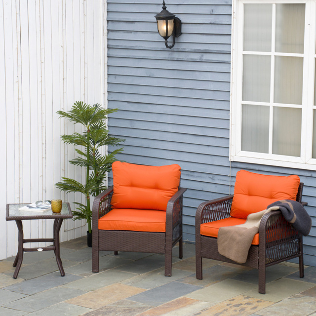 Outsunny 2 Seater Orange PE Rattan Bistro Set - Wilko - image 1