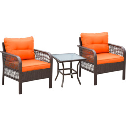 Outsunny 2 Seater Orange PE Rattan Bistro Set - Wilko - thumbnail 3