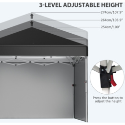 Outsunny 3 x 3m Black Steel Frame Pop Up Gazebo with 2 Side Panels - Wilko - thumbnail 6