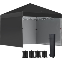 Outsunny 3 x 3m Black Steel Frame Pop Up Gazebo with 2 Side Panels - Wilko - thumbnail 3