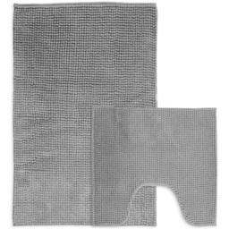 Mayfair Grey Shaggy Noodle Bath Mat 50 x 80cm - Silver - Wilko - thumbnail 5