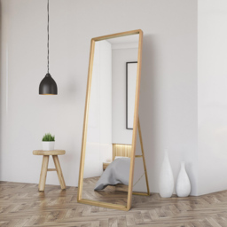 The Naturalis Solid Oak Rounded Corner Cheval Mirror 170 x 58cm - Cream - MirrorOutlet - Wilko - thumbnail 3