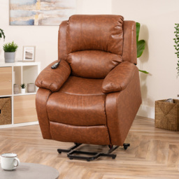 Artemis Home Northfield Tan Dual Motor Massage and Heat Riser Recliner Chair - Size: Single - Brown - Wilko - thumbnail 4