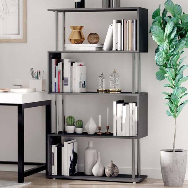 Portland Black S Shaped Shelf Unit - Size: 80 x 30 x145cm - Wilko - image 1
