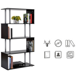 Portland Black S Shaped Shelf Unit - Size: 80 x 30 x145cm - Wilko - thumbnail 4