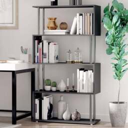 Portland Black S Shaped Shelf Unit - Size: 80 x 30 x145cm - Wilko