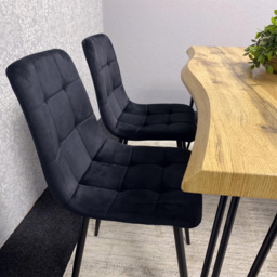 Kosy Koala 4 Seater Wood and Velvet Dining Set Black - Multi - Wilko - thumbnail 3