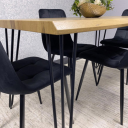 Kosy Koala 4 Seater Wood and Velvet Dining Set Black - Multi - Wilko - thumbnail 4