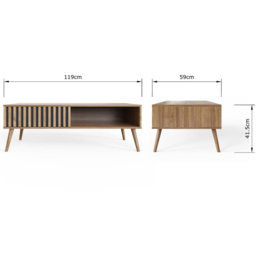 GFW Rowan Oak Louvered Coffee Table - Size: 41.5 x 119 x 59cm - Brown - Wilko - thumbnail 7