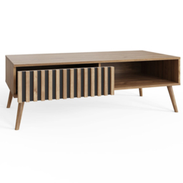 GFW Rowan Oak Louvered Coffee Table - Size: 41.5 x 119 x 59cm - Brown - Wilko - thumbnail 4