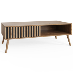 GFW Rowan Oak Louvered Coffee Table - Size: 41.5 x 119 x 59cm - Brown - Wilko - thumbnail 3