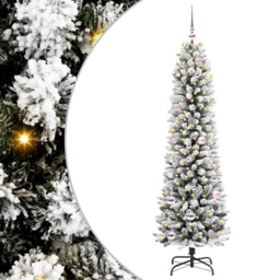 vidaXL Pre-Lit Warm White LED and Pink Baubles White Artificial Christmas Tree with Stand 4.9ft - Wilko - thumbnail 3