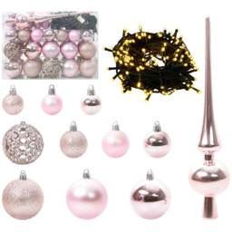 vidaXL Pre-Lit Warm White LED and Pink Baubles White Artificial Christmas Tree with Stand 4.9ft - Wilko - thumbnail 7