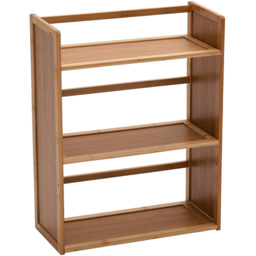 Living and Home 3 Shelf Brown Bamboo Desktop Bookshelf with Guardrail - Wilko - thumbnail 3