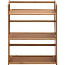 Living and Home 3 Shelf Brown Bamboo Desktop Bookshelf with Guardrail - Wilko - thumbnail 4