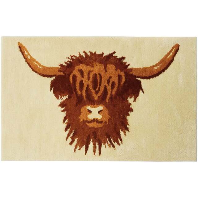 Allure Bath Fashions Luxury Highland Cow Brown Non Slip Bath Mat 50 x 80cm - Size: 50 x 80 x 1cm - Natural - Wilko - image 1