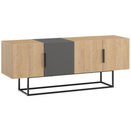 Decortie Tontini 4 Door Oak and Anthracite Grey TV Unit - Size: 55 x 140 x 37.5cm - Multi - Wilko - thumbnail 3
