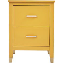 Palazzi 2 Drawer Mustard Wide Bedside Table - Yellow - Wilko - thumbnail 4