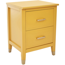 Palazzi 2 Drawer Mustard Wide Bedside Table - Yellow - Wilko - thumbnail 3