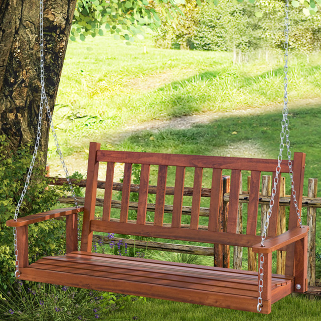 Costway 2 Seater Brown Garden Swing - Wilko - image 1