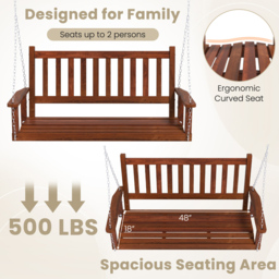 Costway 2 Seater Brown Garden Swing - Wilko - thumbnail 7
