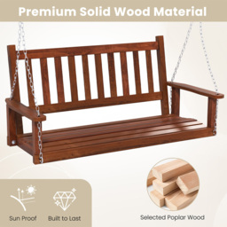 Costway 2 Seater Brown Garden Swing - Wilko - thumbnail 6