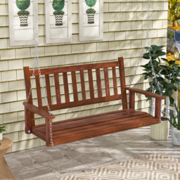 Costway 2 Seater Brown Garden Swing - Wilko - thumbnail 4