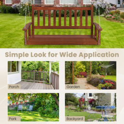 Costway 2 Seater Brown Garden Swing - Wilko - thumbnail 5
