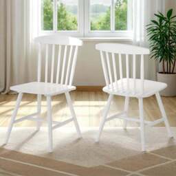 Seconique Emery Set of 2 White Dining Chair - Wilko - thumbnail 1