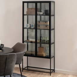 Florence Seaford 2 Door 4 Shelf Black Metal Display Cabinet - Furniture To Go - Wilko