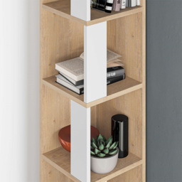 Decortie Piano Oak and White Tall Corner Bookcase - Multi - Wilko - thumbnail 4