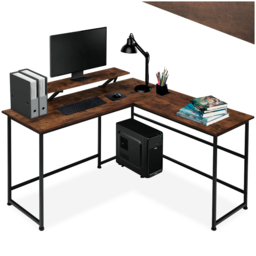 tectake Melrose Industrial Dark Wood Corner Office Desk - Brown - Wilko - thumbnail 3