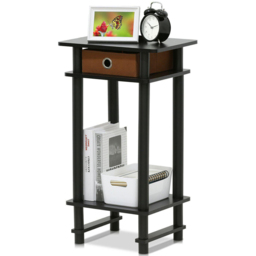Walplus 2 Shelf Espresso Brown Turn-N-Tube Tall End Table with Bin - Size: 29.49 x 70.41 x 39.5cm - Black - Wilko - thumbnail 4