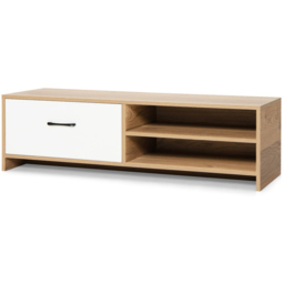 Costway Single Drawer 2 Shelf Natural and White TV Stand - Size: 133 x 55 x 17cm - Multi - Wilko - thumbnail 3