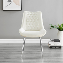 Furniturebox Molini Cesano 6 Seater Dining Set Grey Gloss Cream and Chrome - Wilko - thumbnail 4