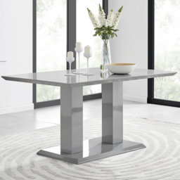 Furniturebox Molini Cesano 6 Seater Dining Set Grey Gloss Cream and Chrome - Wilko - thumbnail 3