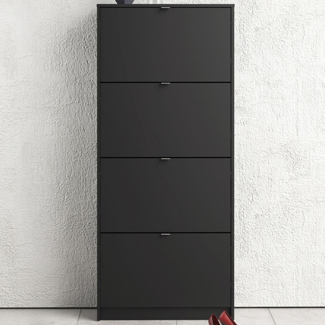 Florence Shoes 4 Flip Door Double Layer Matt Black Shoe Storage Cabinet - Furniture To Go - Wilko - image 1