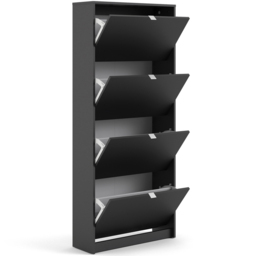 Florence Shoes 4 Flip Door Double Layer Matt Black Shoe Storage Cabinet - Furniture To Go - Wilko - thumbnail 6