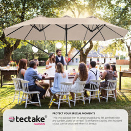 tectake Silia Beige Extra Wide Parasol 4.6 x 2.7m - Size: 5m - Cream - Wilko - thumbnail 4