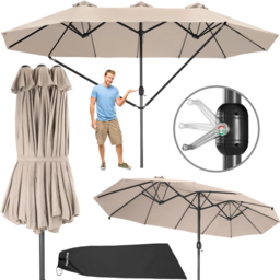 tectake Silia Beige Extra Wide Parasol 4.6 x 2.7m - Size: 5m - Cream - Wilko - thumbnail 3