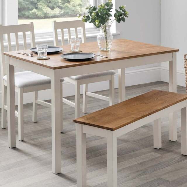 Julian Bowen Coxmoor 4 Seater Rectangular Dining Table Ivory and Oak - Cream - Wilko - image 1