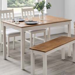 Julian Bowen Coxmoor 4 Seater Rectangular Dining Table Ivory and Oak - Cream - Wilko - thumbnail 1
