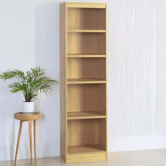 R White Cabinets 5 Shelf Brown Tall Bookcase - Size: 182.8 x 47.6 x 36.6cm - Wilko - image 1