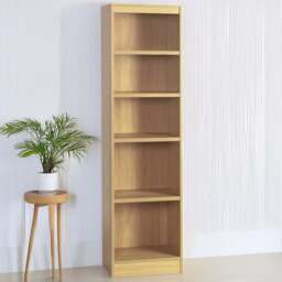 R White Cabinets 5 Shelf Brown Tall Bookcase - Size: 182.8 x 47.6 x 36.6cm - Wilko - thumbnail 1