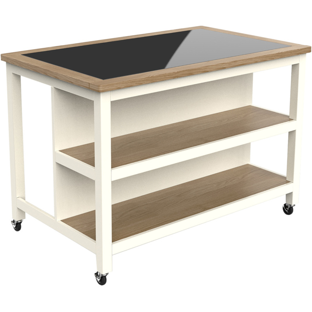 Baumhaus Kitchen Island 2 Shelf Cream Cabinet Open with Breakfast Bar - Wilko - image 1