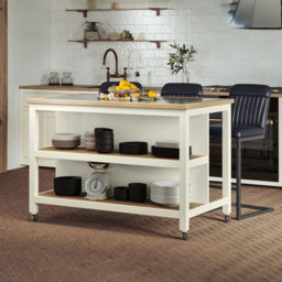 Baumhaus Kitchen Island 2 Shelf Cream Cabinet Open with Breakfast Bar - Wilko - thumbnail 7