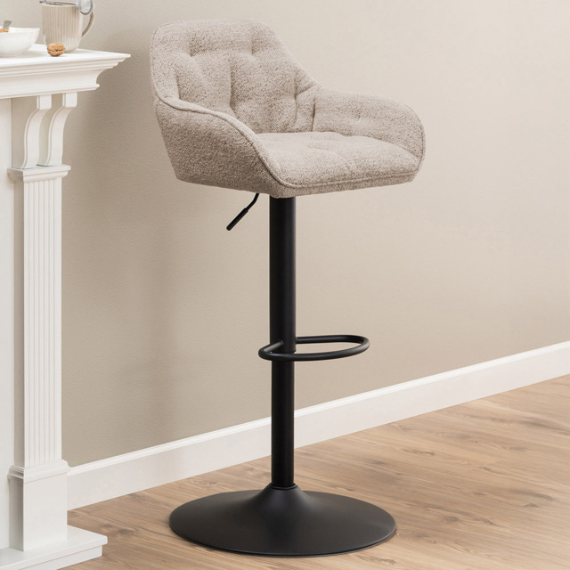 Florence Brooke Monza Beige Height Adjustable Swivel Bar Stool Set of 2 - Furniture To Go - Wilko